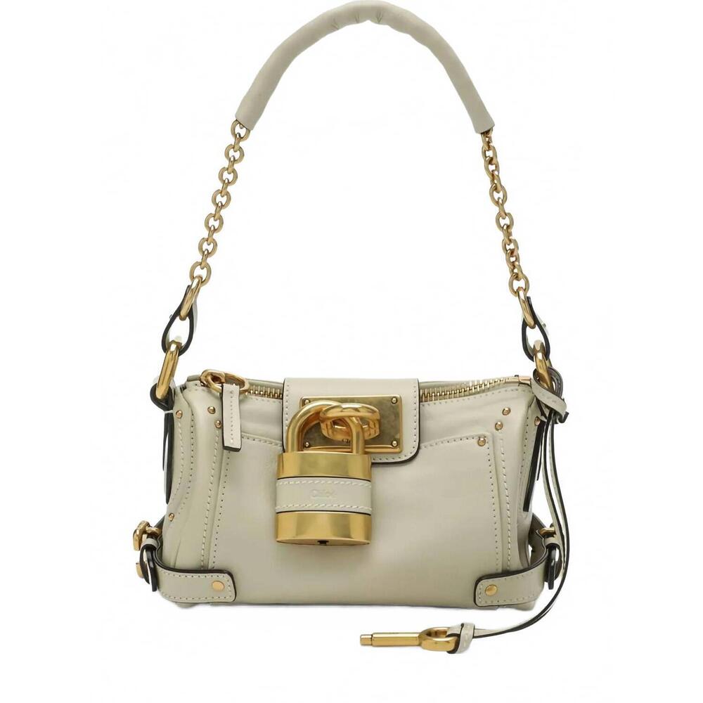 Chloe Cream Leather Shoulder Bag with Gold Hardware